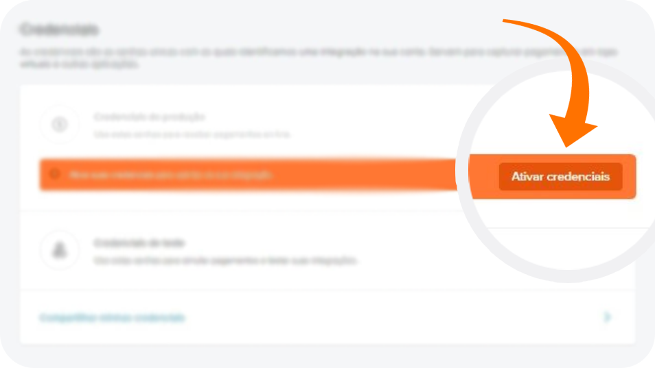 Ativar credenciais Mercado Pago