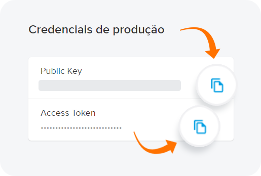 Credenciais de produção Mercado Pago